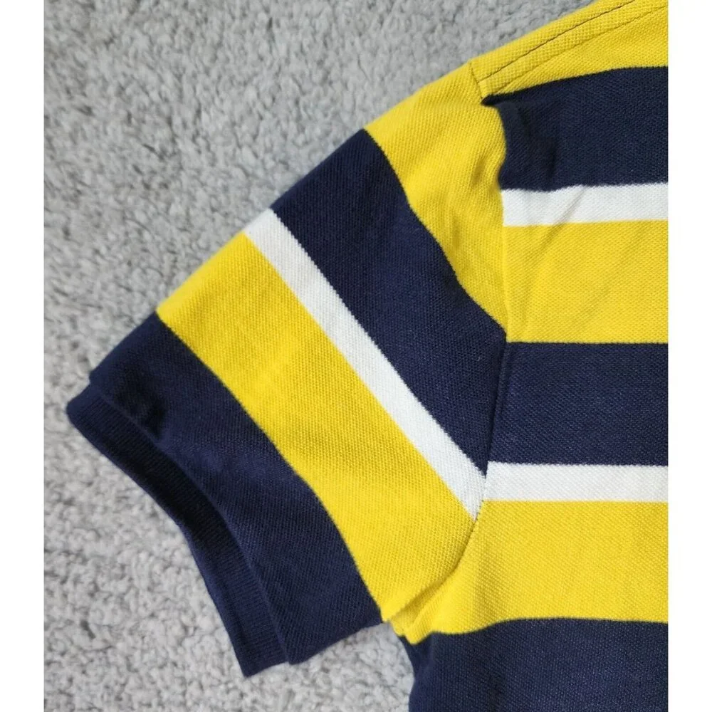 Ralph Lauren Yellow Blue Striped‎ Short Sleeve Rugby Polo Shirt Youth Size XL